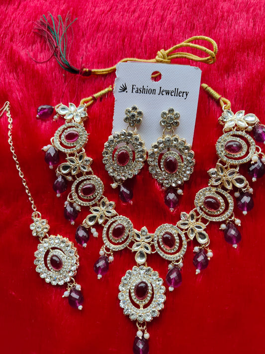 Silver Ruby Necklace Set (⭐⭐⭐⭐⭐)