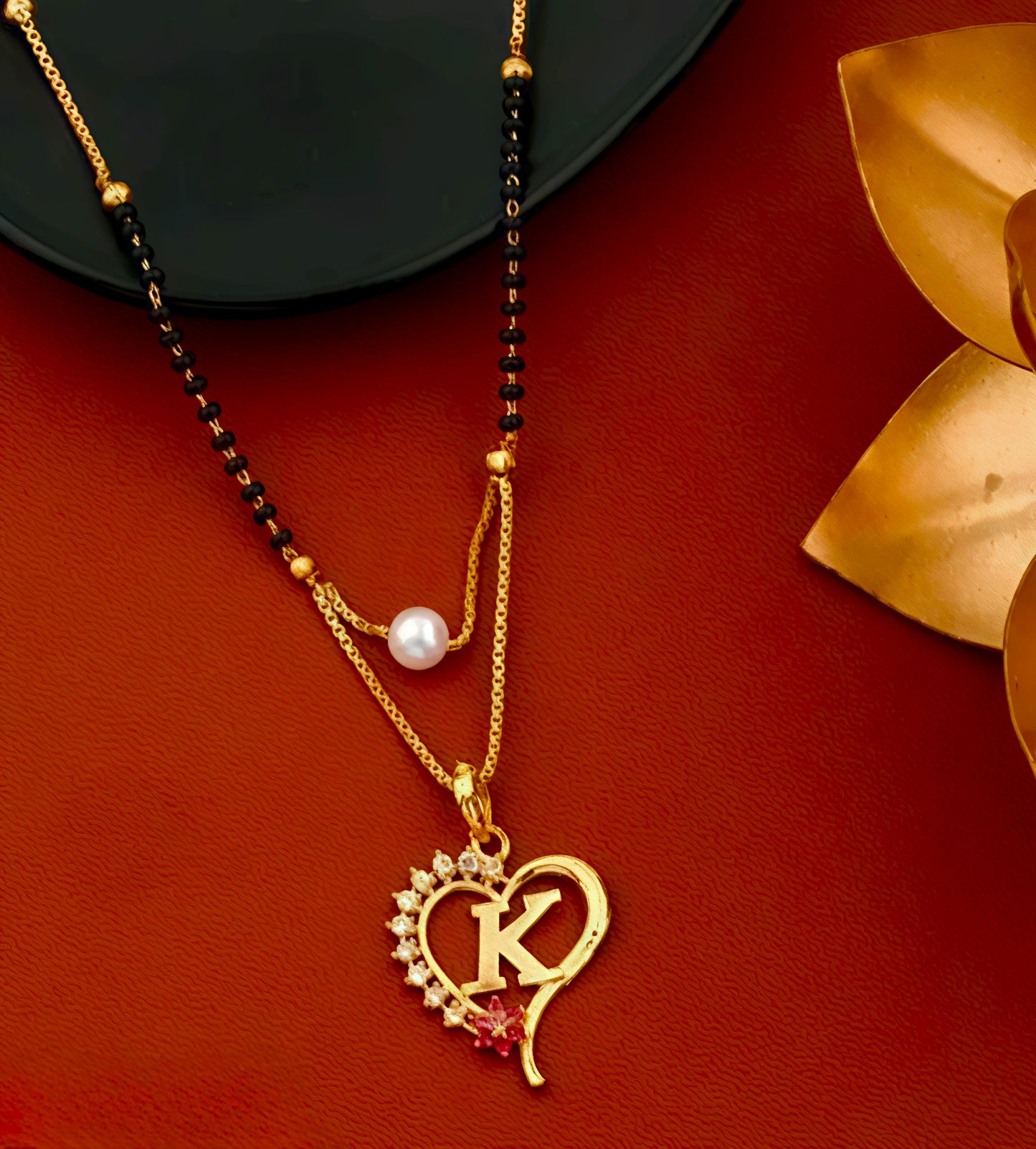 Alphabet Ruby Diamond Designed Mangalsutra (⭐⭐⭐⭐⭐)