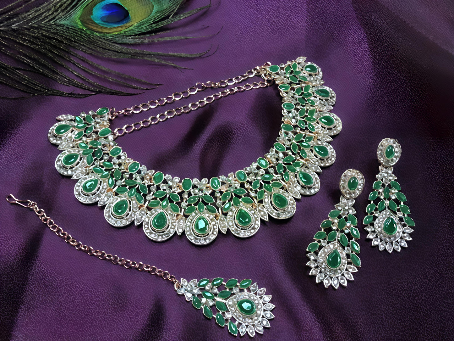 Royal blue zirconia necklace set (⭐⭐⭐⭐⭐)