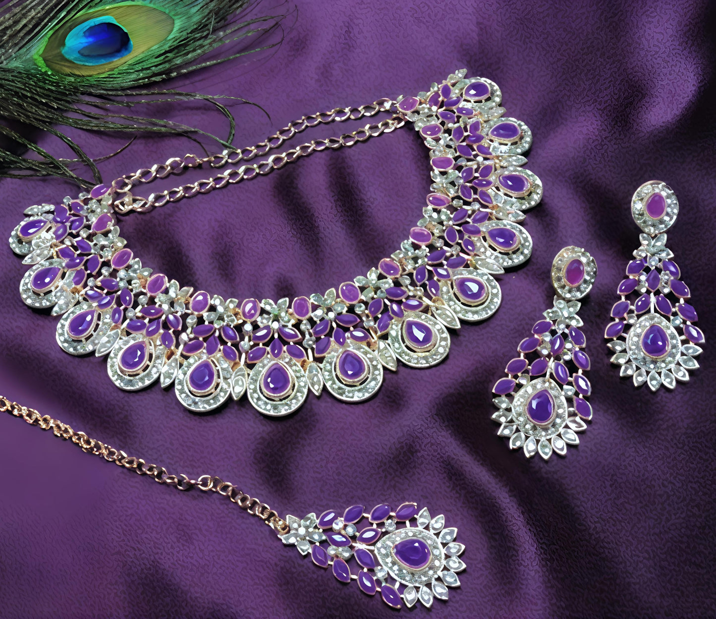 Royal blue zirconia necklace set (⭐⭐⭐⭐⭐)