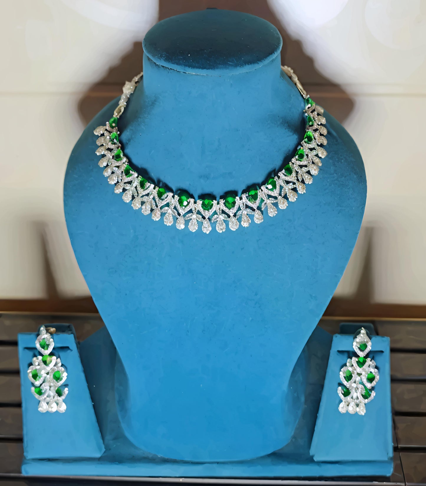 Royal Baby Pink American Diamond Necklace Set (⭐⭐⭐⭐⭐)