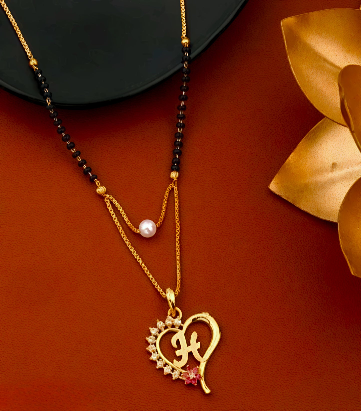 Alphabet Ruby Diamond Designed Mangalsutra (⭐⭐⭐⭐⭐)