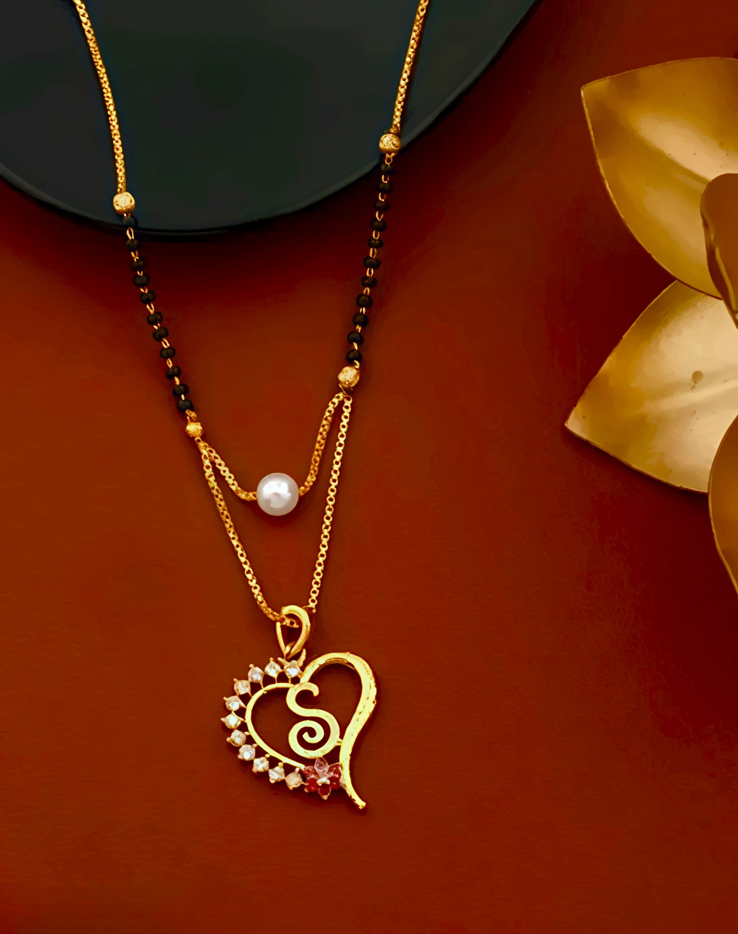 Alphabet Ruby Diamond Designed Mangalsutra (⭐⭐⭐⭐⭐)