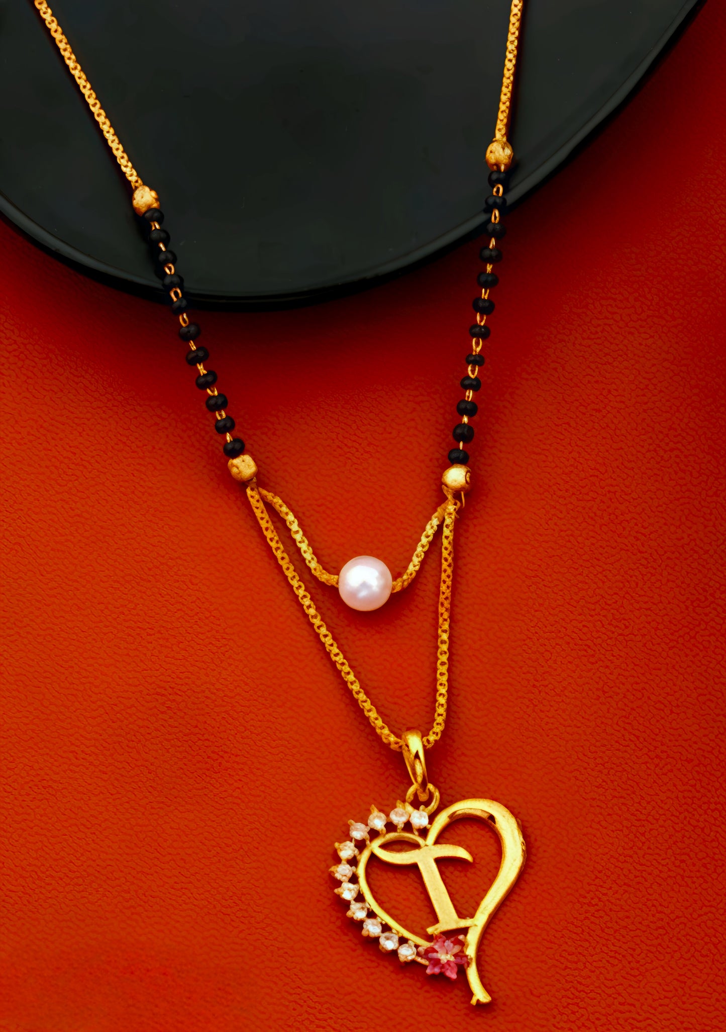 Alphabet Ruby Diamond Designed Mangalsutra (⭐⭐⭐⭐⭐)