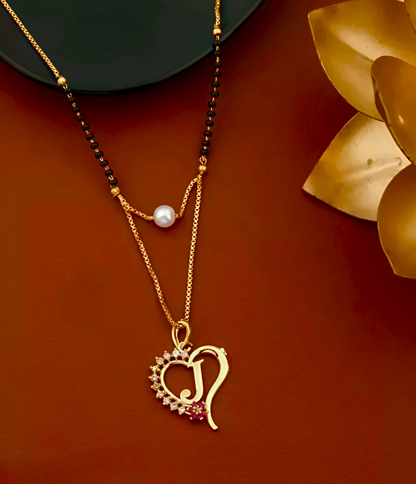 Alphabet Ruby Diamond Designed Mangalsutra (⭐⭐⭐⭐⭐)