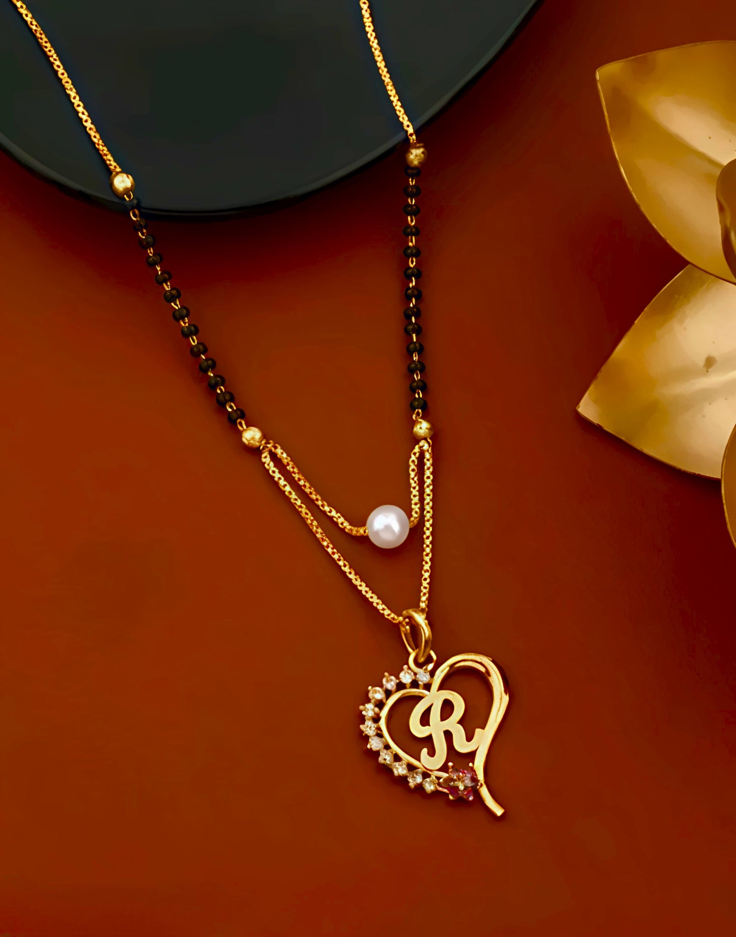 Alphabet Ruby Diamond Designed Mangalsutra (⭐⭐⭐⭐⭐)