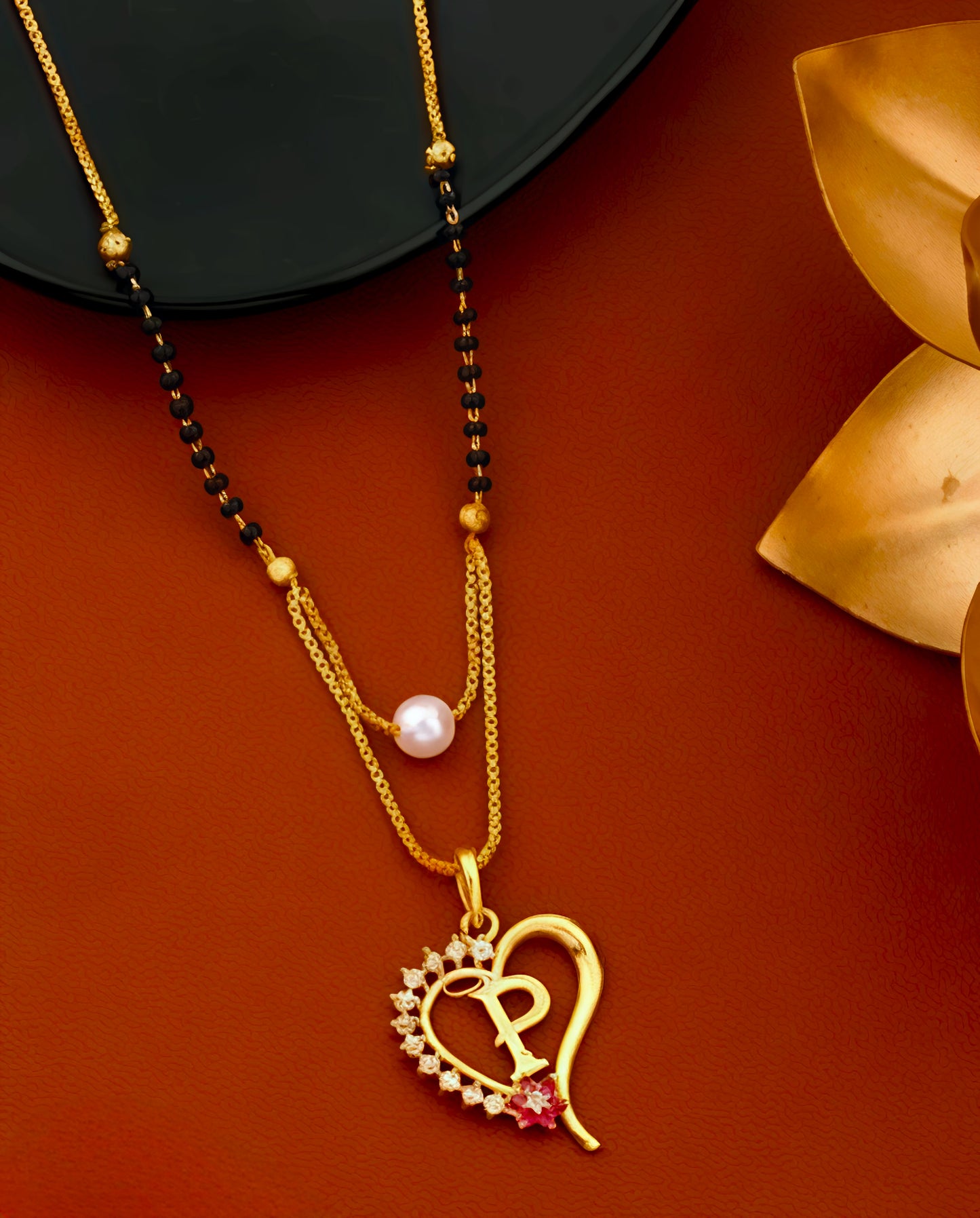 Alphabet Ruby Diamond Designed Mangalsutra (⭐⭐⭐⭐⭐)