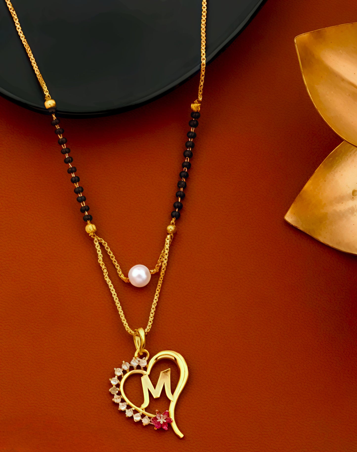 Alphabet Ruby Diamond Designed Mangalsutra (⭐⭐⭐⭐⭐)