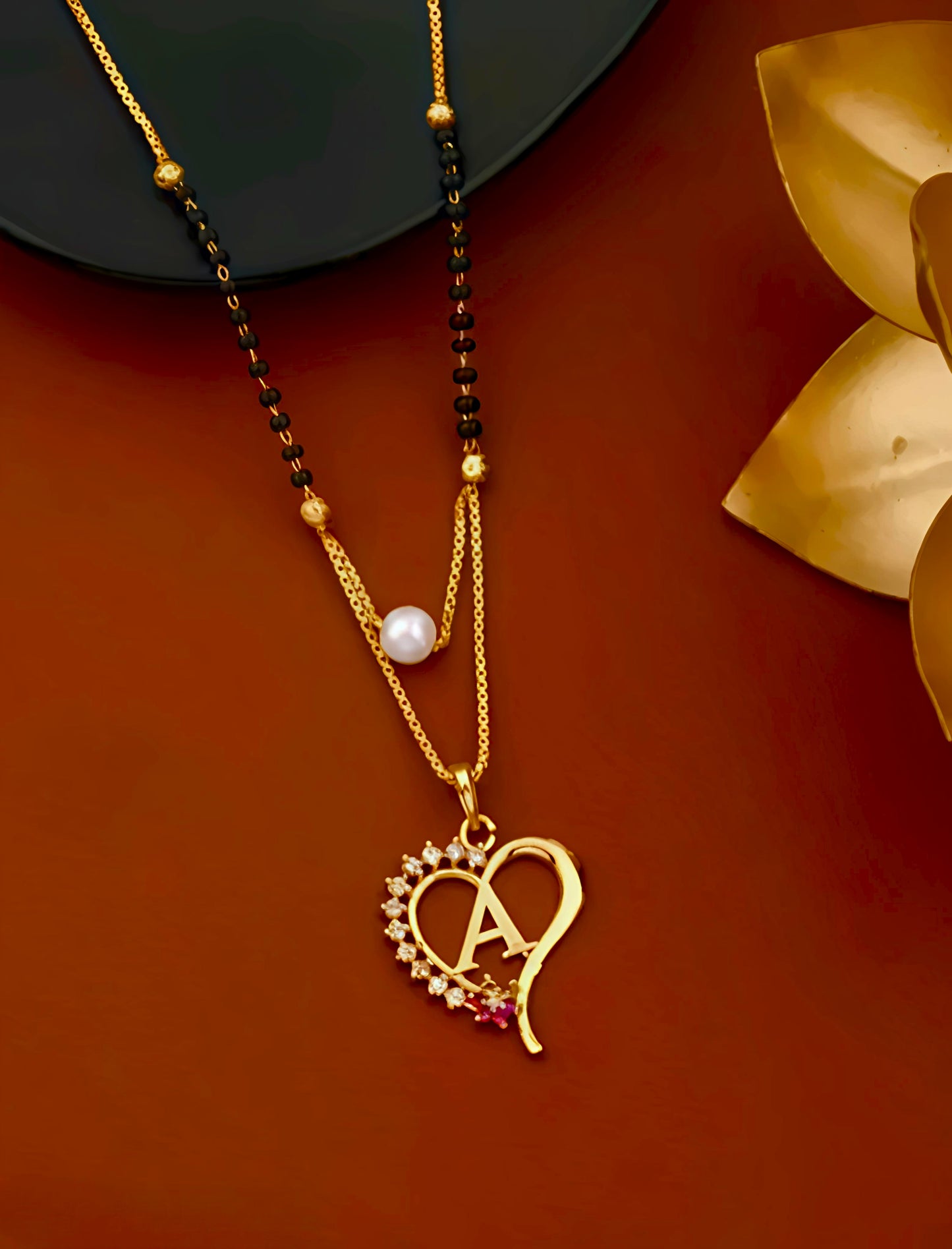 Alphabet Ruby Diamond Designed Mangalsutra (⭐⭐⭐⭐⭐)